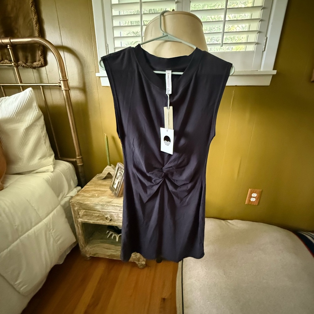 Anthropologie Black Twist-Front Mini Dress